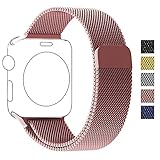 Apple Watch Band, Biaoge 42mm Milanese Loop Stainless Steel Wrist Strap Replacement with Fully Magnetic Closure Clasp for iWatch Series 2 and Series 1 all models (42mm Rose Gold)
