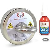 575 LBS Pulling Force, Brute Magnetics Round Neodymium Magnet with Countersunk Hole and Eyebolt, 2.95" Diameter