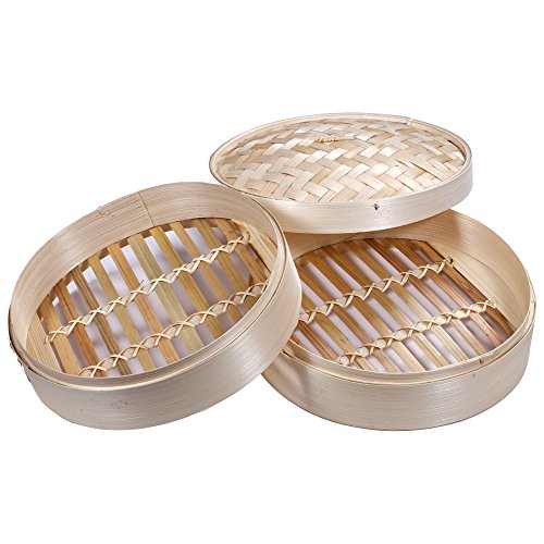 Premium 2 Tier Non-stick Bamboo Steamer - A Deluxe Asian Steamer by Saint Germain Bakery