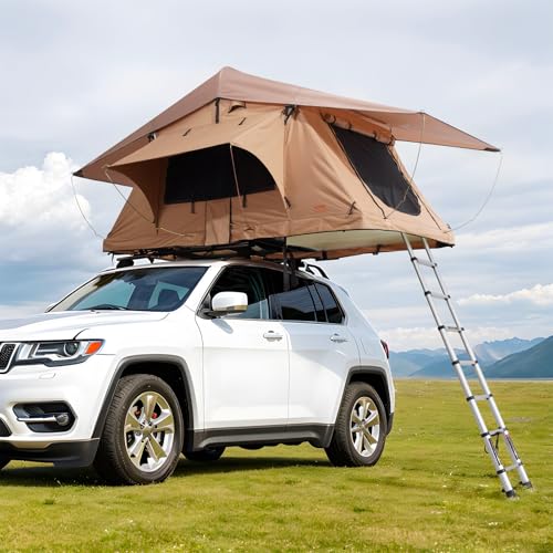 VEVOR Rooftop Tent Hard Shell,Rooftop Tent Hardshell, with Telescopic Ladder Mattress PVC Cover Bag, Waterproof for Jeep SUV Van Pickup Truck