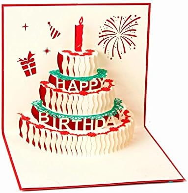 3D Birthday Pop Up Card and Envelope - Funny Unique Pop Up Greeting Card Gift for Birthday saying Happy Birthday. Birthday Cake with Candle