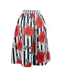 Delcoce Faldas plisadas con bolsillos para dama, diseño floral de los años 50