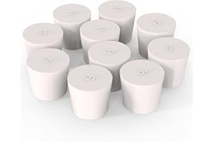 XCD Solid Rubber Stoppers (10-Pack), 6# Dia. 26 mm/1.02" x 33 mm/1.30", Length 28.5 mm/1.12" White Tapered Lab Seal Rubber St