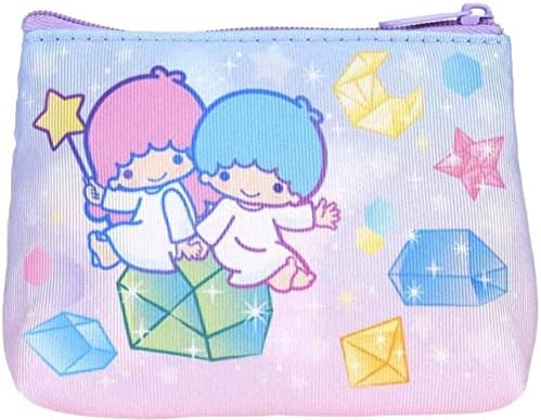 Little Twin Stars Soft Puffy Zipper Bag Coin Cash Purse Card Holder Pouch with Keychain