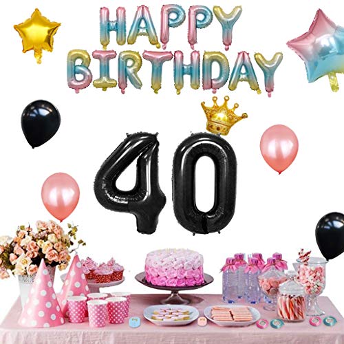 DreamJ-40th-Birthday-Party-Balloons-54Pcs-Birthday-Decorations-Rose-Gold-Black-Balloons-with-Gradient-Rainbow-Balloons-40th-with-Happy-Birthday-Banner-Birthday-Party-Decorations-Set