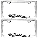 2 Piece All Chrome Jaguar Metal Standard Size License Plate Frame Universal