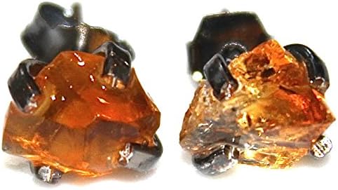Black Gold Raw Citrine Stud Earrings