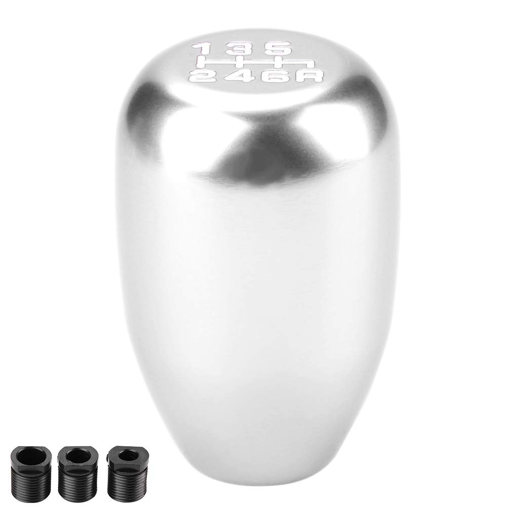 Akozon Universal Shift Knobs 6 Speed Car Modification Manual Knob Gear Shift Head(Silver)