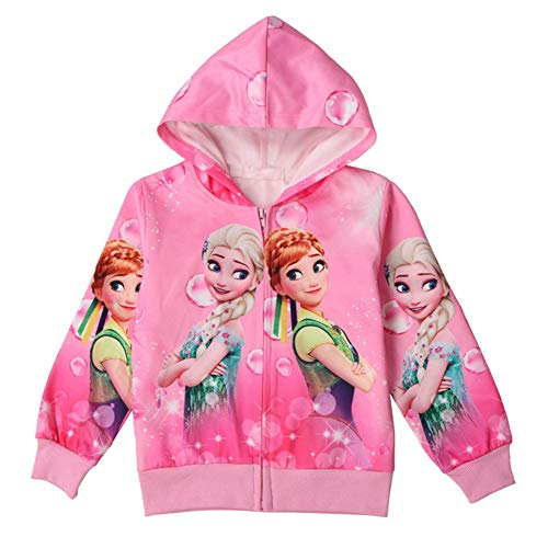 WNQY Toddler Zip Hoodie Little Princess Girls Elsa Sweatshirt Children Coat Jacket Outwear (Pink,110/4-5Y)