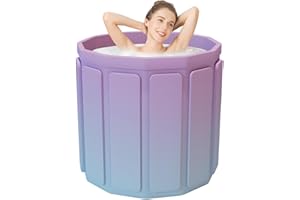 YOUSKY Portable Foldable Hot Tub for Adults, Insulated Soaking Bath Tub with Lid, Quick Setup Freestanding Spa for Indoor and Outdoor Use (Gradient Purple)