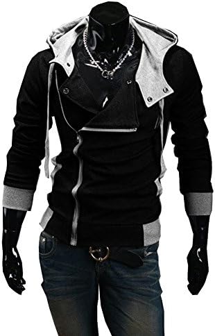 New Fashion Men's Casual Cosplay Costume Hoodie Cardigan Coat Jackets Black XX-Large