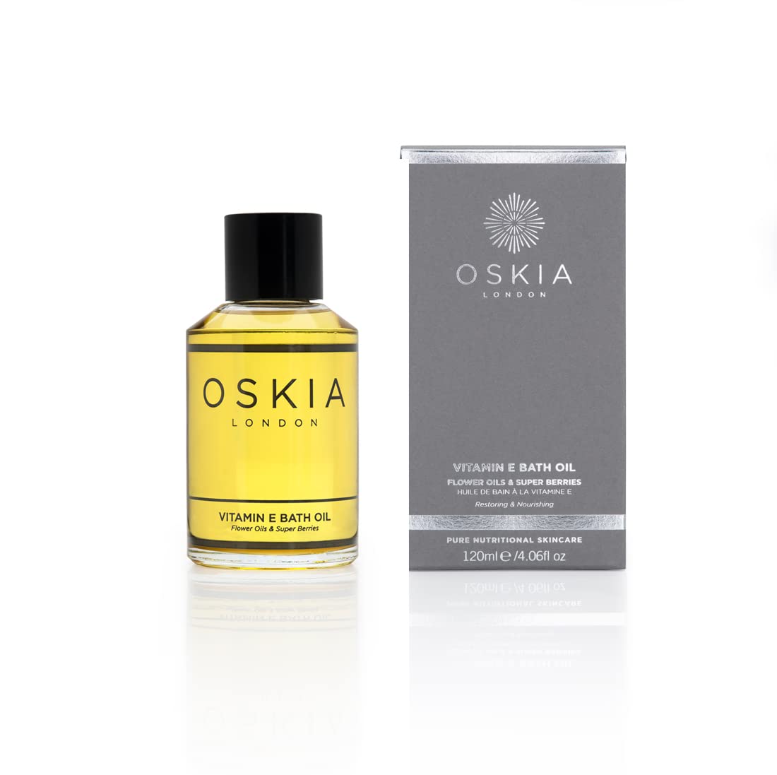 OSKIA Vitamin E Bath Oil – Soothing Bath Oil with Vitamin E, Almond Oil & Chamomile for Hydrated, Soft Skin – 200ml