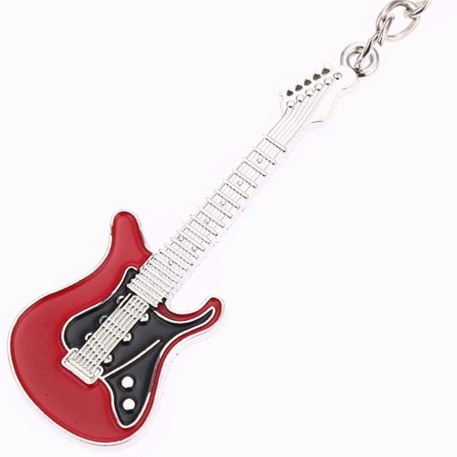 DearAnswer Creative Guitar Keychain Musical Instrument Keyring Mini Cute Key Holder Unique Gift and Souvenir,Big Red