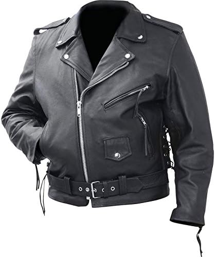 Rocky Mountain Hides BKMCBMM Solid Genuine Cowhide Leather Classic Motorcycle Jacket - Medium