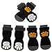 SCIROKKO 3 Pairs Anti-Slip Dog Socks with Golden Paw Pattern - Pet Adjustable Paw Protection for Puppy Indoor Traction Wear on Hardwood Floor，Small