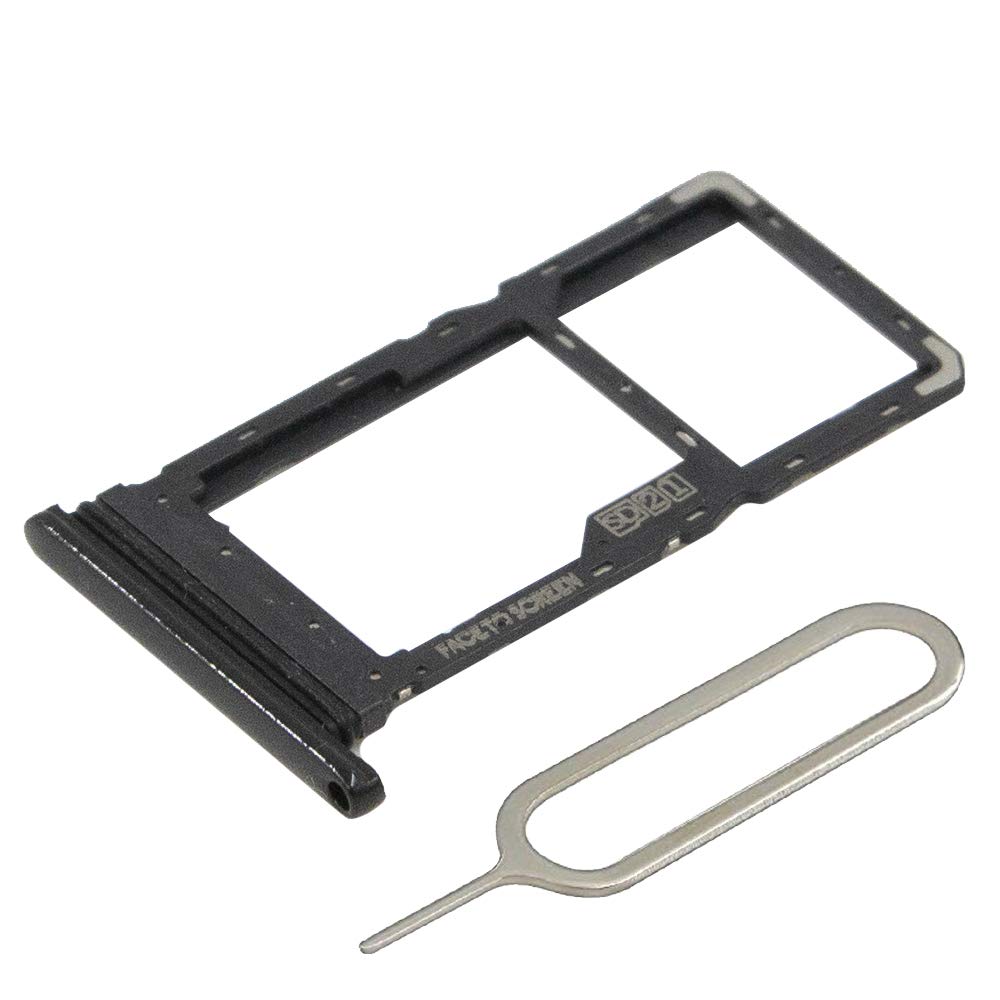 MMOBIEL DUAL SIM Card Slot Tray Holder Replacement Compatible with Motorola Moto G8 Play 2019 - Incl. Rubber Gasket and Sim Pin - Black