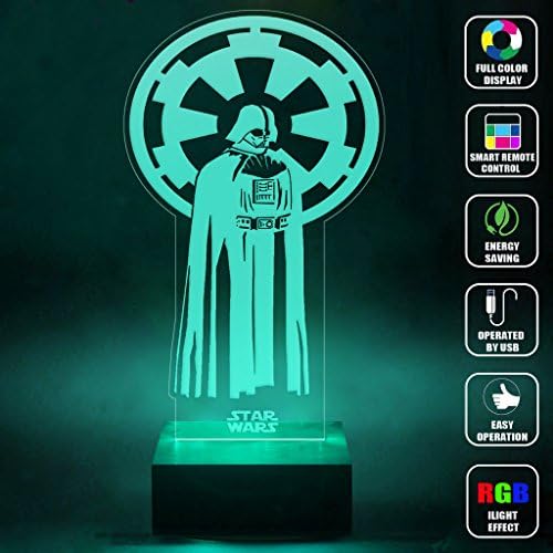 CMLART Star Wars Vader 3d Lamp Full Color RGB 44 Key Remote control LED Night Light Best Gift Desk Table Lighting Home Decoration Toys
