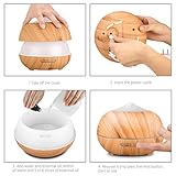 Tenswall Essential Oil Diffuser, 400ml Aromatherapy Diffuser Ultrasonic Cool Mist Humidifier, Auto Shut-off, 4 Timer Settings, 7 Color LED Lights Changing for Home Office Baby (Yellow)