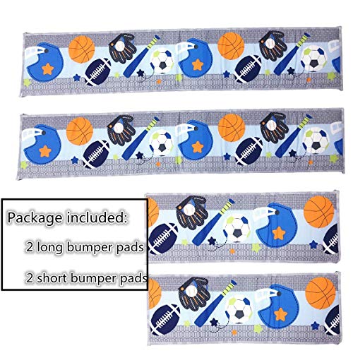 Amomo Crib Bumpers Breathable Baby Bumper Pads 4 Piece for Baby Girl Boy (Blue-Balls) - Thumbnail 5