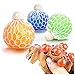 Stress Relief Mesh Squishy Toy Balls Set, Grape Squeeze Hand and Wrist Sensory and Fidget Toy to Vent Mood and Autism, Soft and Fun Novelty Pressure Ball for Kids and Adults, Blue, Green & Orange Pack
