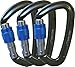 Big Wall Traverse - 25kn Aluminum Carabiners - Screw Lock, Straight Gate or Bent Gate - Grey with Blue Screw Lock (Blue, Package of Three (3))