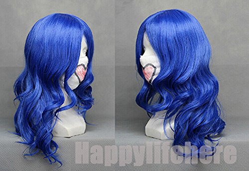 Happylifehere Long curly Dark Blue Anime Cosplay Wig Party Hair