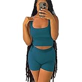 LICOBOD Casual Workout Sets 2 Piece Outfits for Women Ribbed Crop Tank Top High Waist Yoga Leggings Lounge Wear Tracksuit