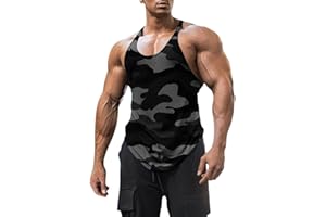 ESOBO Men's Cotton Workout Tank Tops Dry Fit Gym Bodybuilding Training Fitness Sleeveless Muscle T Shirts