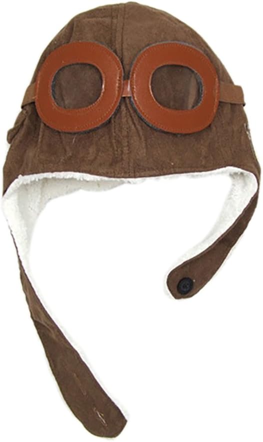 Monbedos Winter Warm Boy Girl Baby Hat Cap Child Pilot Hat Aircraft Cap -Brown