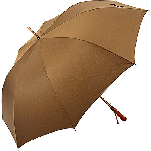 Kung Fu Smith Men's Wooden Windproof Umbrella for Golf, Large Umbrella Canopy, Auto Open & Aluminum Central Pole, Coffee