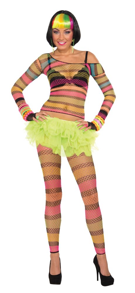 Bristol Novelty AC508 Fishnet Top Rainbow Costume, Size 10-14