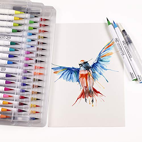 54-Watercolor-Brush-Pens-15-Page-Pad-Online-Video-Tutorial-Series-by-Chromatek-Real-Brush-Tip-4-Blending-Brushes-Easily-Blendable-Vivid-Smooth-50-Unique-Colors-Professional-Art-Supplies
