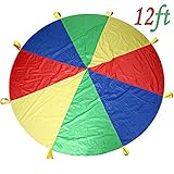 Parachute for Kids 12 Foot with 8 Handles, NB-Magic, Great for Kids Outdoor Games Play Parachute