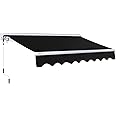 ADVANING MA0806-A103H2 Luxury Series, Premium Quality Retractable Patio Awning, 100% Solution Dyed European Acrylic Fabric Easy UV Sunshade with Manual Hand Crank, 8' x 6', Black