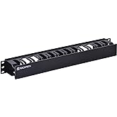 RackPath 1U 19 Inch Plastic Server Rack Mount Cable Management Duct Raceway with Panel Cover