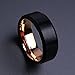 King Will Men 8mm Matte Brushed Black Tungsten Carbide Ring 18K Rose Gold Plated Comfort Fit Wedding Band