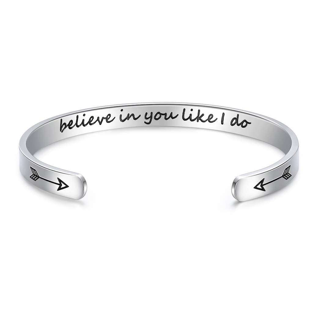 CERSLIMO Friendship Bracelet for Womens - Inspirational Friendship Gifts for Best Friend, Motivational Cuff Bangle Sister Mother Teacher Gifts Bracelet Birthday Christmas Believe In You Like I Do