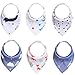 BABY BANDANA DROOL BIBS WITH SNAPS, Unisex 6-Pack Gift Set for Drooling and Teething, 100% Organic Cotton, Soft, Super Absorbent, Hypoallergenic - Baby Shower Gift Set by Wallabuny