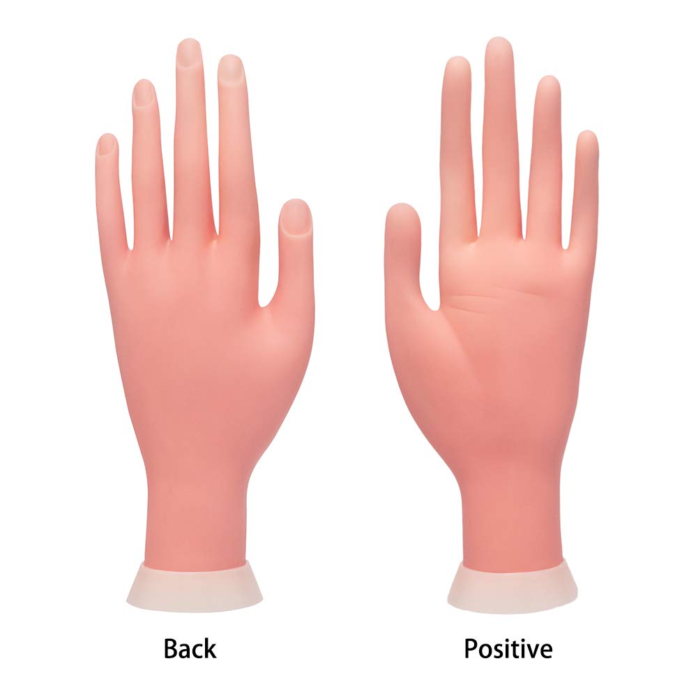 Nail Art Practice Hand Training Flexible Movable Fake Mannequin Hands Left & Right Manicure Tool for Beginners or Salon Artist : Beauty