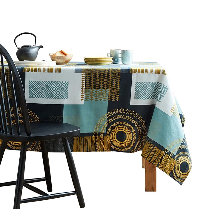 Nydel Tablecloth Magic Ethnic Acrylic Coating, Cotton, Granite, Carrée 160 x 160 cm