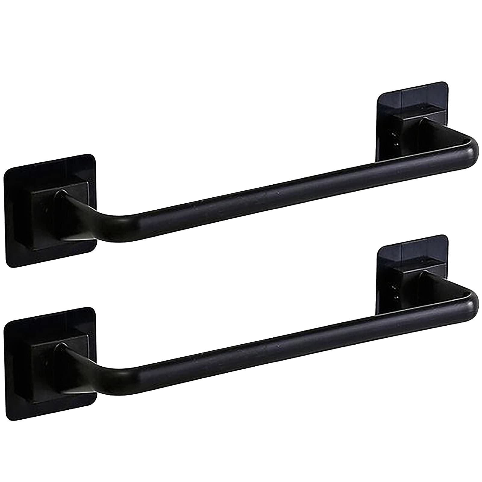 2 Pieces Towel Bar rail, Plastic Wall mount Pot Lid Rack, Self Adhesive Hanger Rail Organizer Holder, Bar Bathroom Accessories, for Kitchen Bathroom Toilet (Black, 24.5 cm)