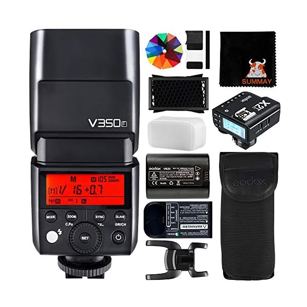 GODOX V350F TTL Flash Speedlite Mini Blitz HSS 1/8000S GN36 2000mAh Wiederaufladbare Akku Master Slave Kamera Blitzgerät…