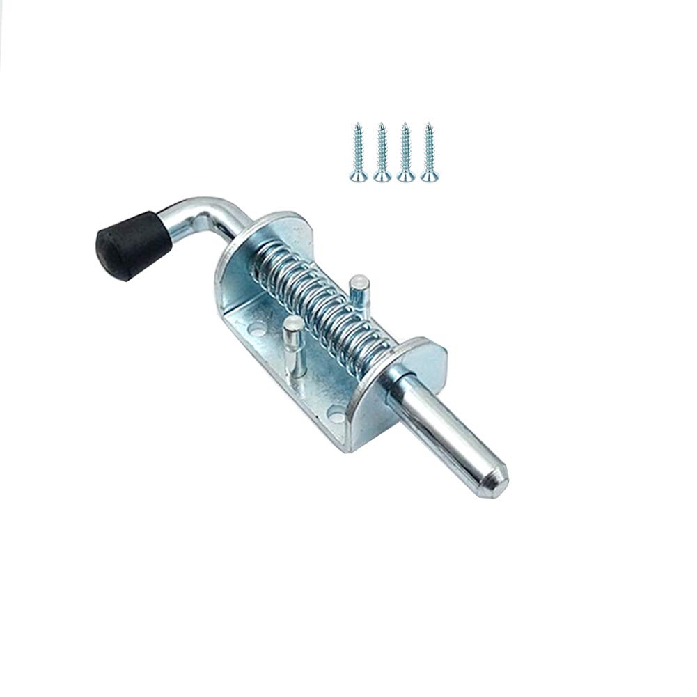 Spring Loaded Latch, KAIISSA 125 mm Barrel Bolt Metal Lock with Grip, Heavy Duty Spring Latch Pin for Yard Gate Shed Door Tailgate Trailer Garage with Screws