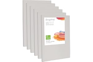 Zingarts Canvases for Painting 11x14Inch 6-Pack,100% Cotton Primed Painting Canvas Panels, Stretched Canvas Boards is for Professionals,Students & Kids, for Acrylic Paint, Oil, Watercolor, Gouache
