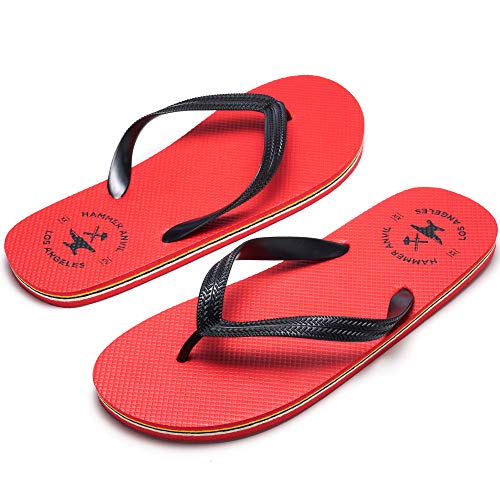 Hammer Anvil Men's Flip-Flops Summer Sandals Red US 13