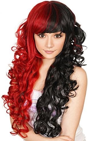 Rockstar Wigs Red And Black Harley Quinn Cosplay Wig