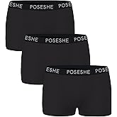 POSESHE Women's Boxer Briefs 3" Inseam, Ultra-soft MicroModal Anti-Chafing No-Roll Boyshorts Underwear S-5XL