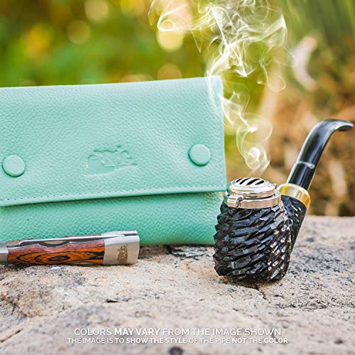 Mr. Brog Full Bent Smoking Tobacco Pipe - Model No: 21 Old Army Ebony Rusticated - Pear Wood Roots - Hand Made - Thumbnail 6