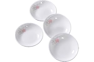 Decohomeforu 4 Pack Saucer Dishes with Pink Flower Pattern, Ceramic Dipping Bowls, 4 Inch Side Dishes Sauce Dishes for Sushi 