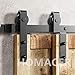 Homacer Black Rustic Single Track Bypass Sliding Barn Door Hardware Kit, for Two/Double Doors, 9ft Long Flat Track, Classic Design Roller,